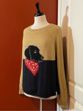 Woolrich Women’s Intarsia Mohair Wool Knit Blend Dog Person Lightweight Sweater